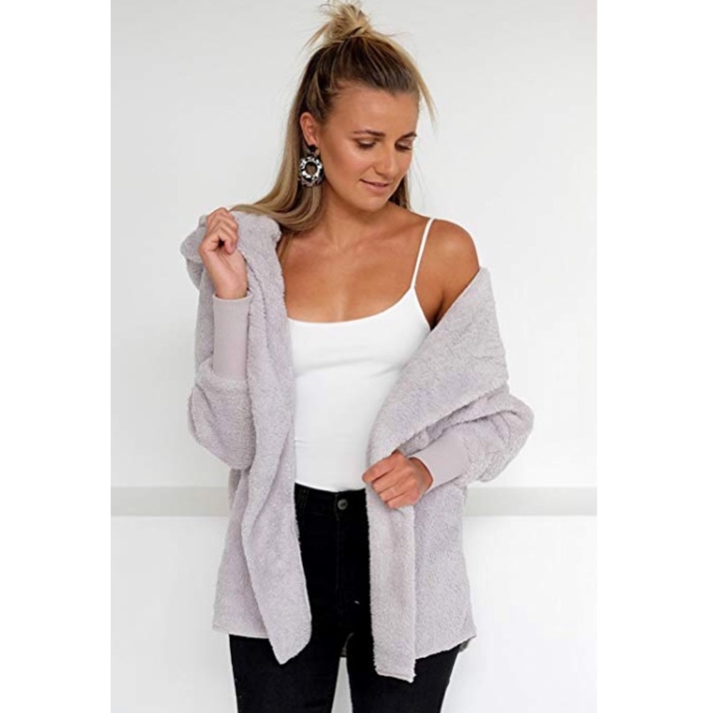 💎BRIELLE Womens Fuzzy Hooded Cardigan Sweater💎